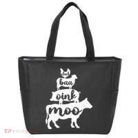 Oink Cluck Baa Moo Birthday Pig Chicken Cow Farmer Tote Bag thumb 0