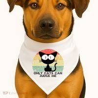ONLY CATS CAN JUDGE ME FUNNY CAT LOVER USA-Made Doggie Bandana thumb 1