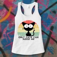 ONLY CATS CAN JUDGE ME FUNNY CAT LOVER Women's Tank Top thumb 3