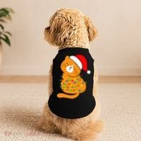 Orange Cat Christmas Tree Lights Santa Hat  Doggie Tank thumb 2