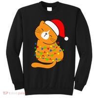 Orange Cat Christmas Tree Lights Santa Hat  Sweatshirt thumb 0