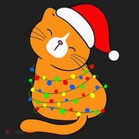 Orange Cat Christmas Tree Lights Santa Hat  Beanie thumb 2