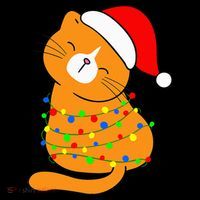 Orange Cat Christmas Tree Lights Santa Hat  Women's Hoodie thumb 2