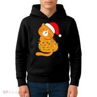 Orange Cat Christmas Tree Lights Santa Hat  Kids Hoodie thumb 4