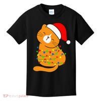 Orange Cat Christmas Tree Lights Santa Hat  Kids T-Shirt thumb 0