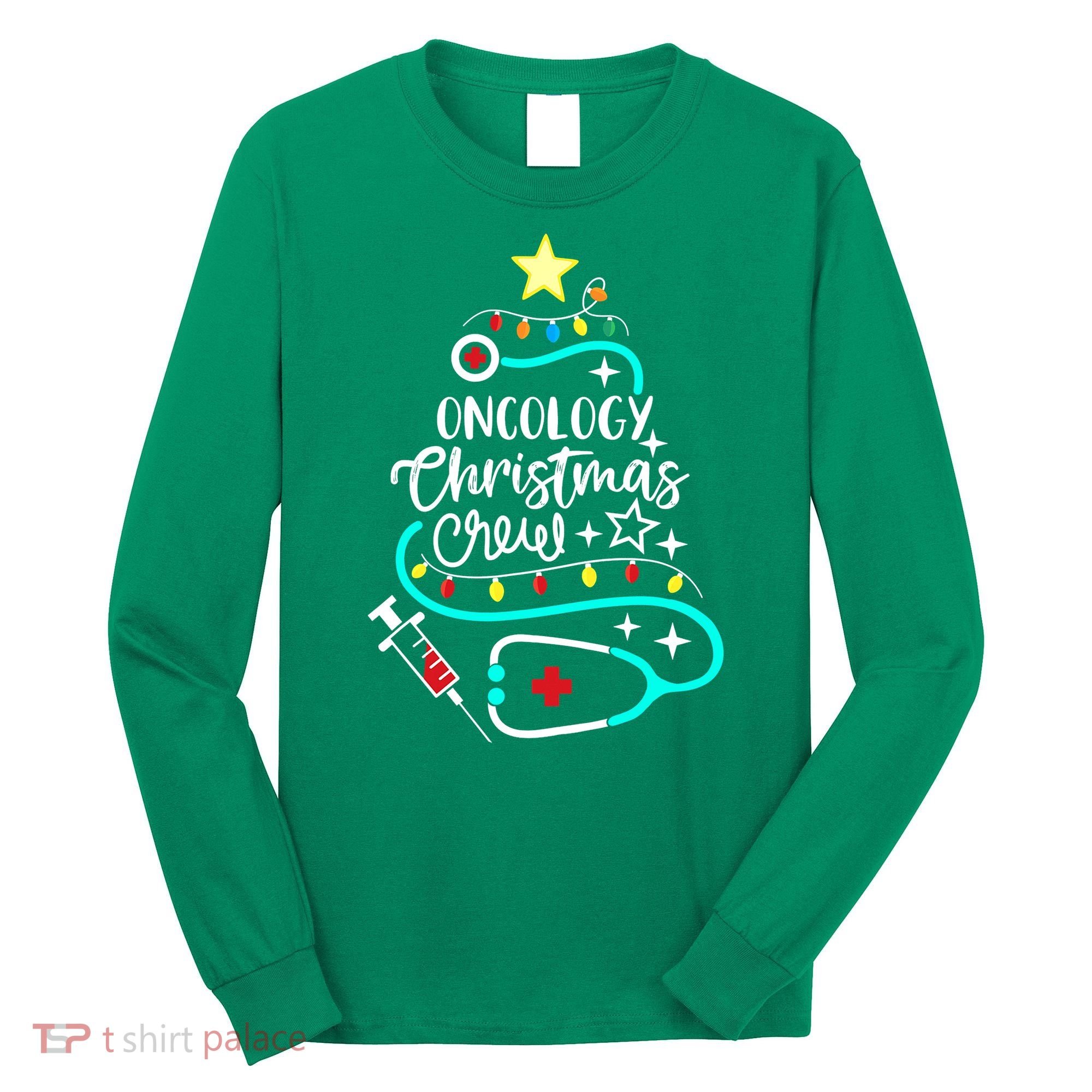 Oncology Christmas Crew Oncology Nurse Oncologist Secretary Long Sleeve Shirt