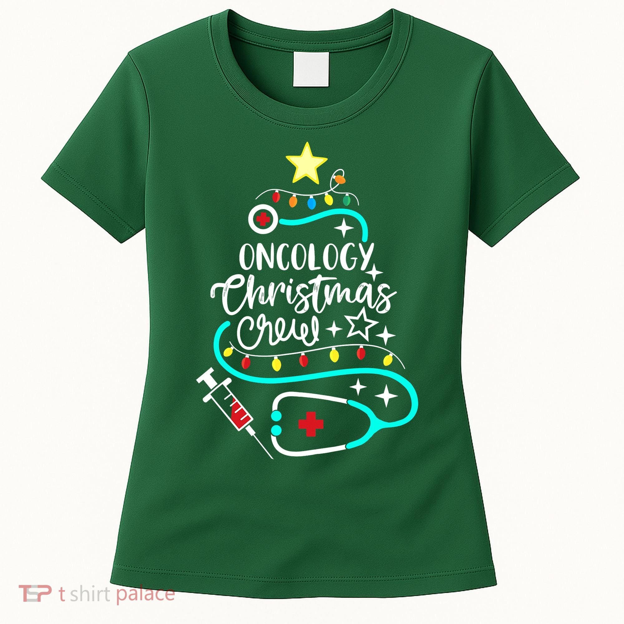 Oncology Christmas Crew Oncology Nurse Oncologist Secretary Women's T-Shirt