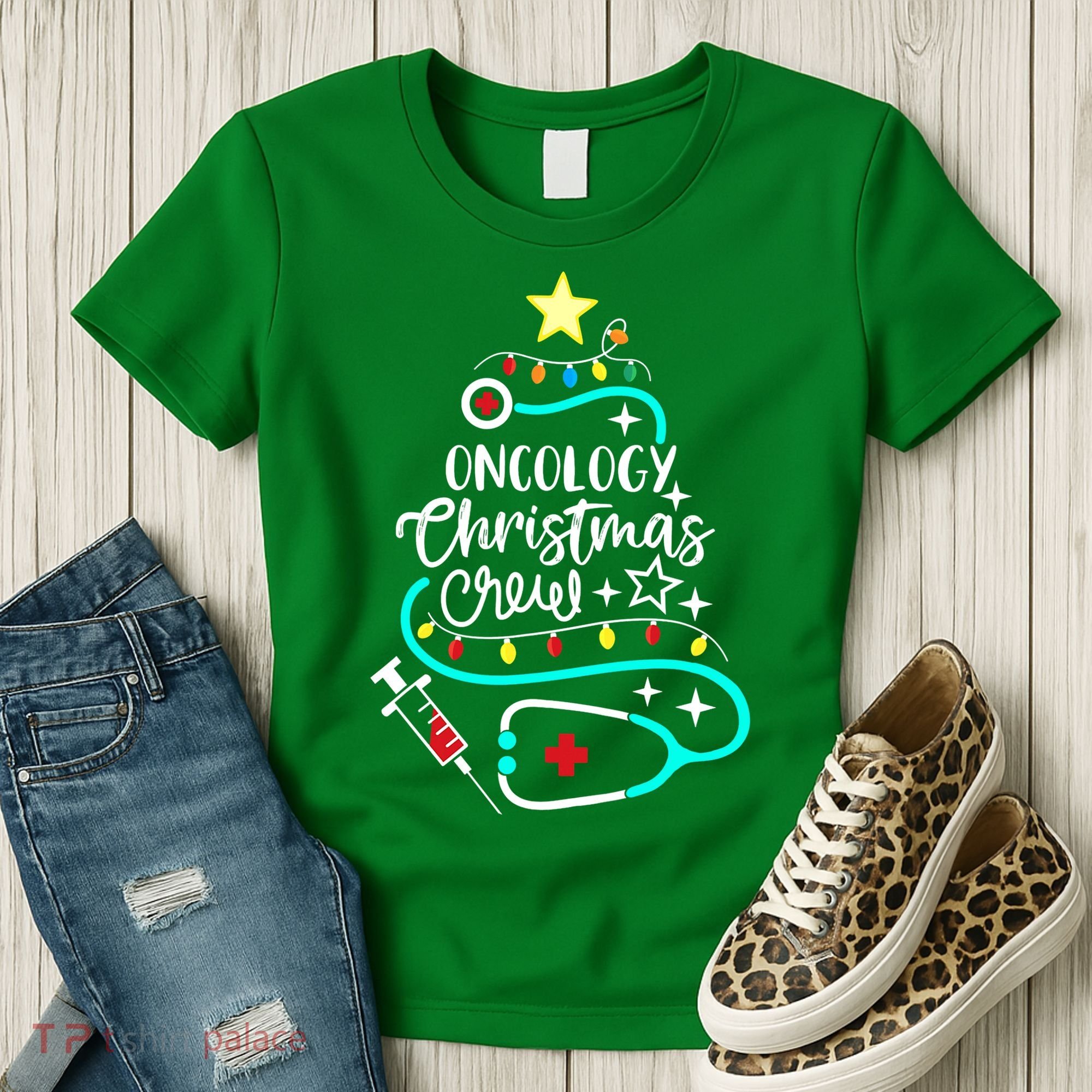 Oncology Christmas Crew Oncology Nurse Oncologist Secretary Women's T-Shirt