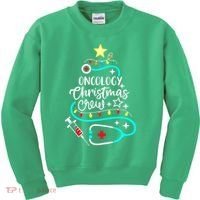 Oncology Christmas Crew Oncology Nurse Oncologist Secretary Kids Sweatshirt thumb 0