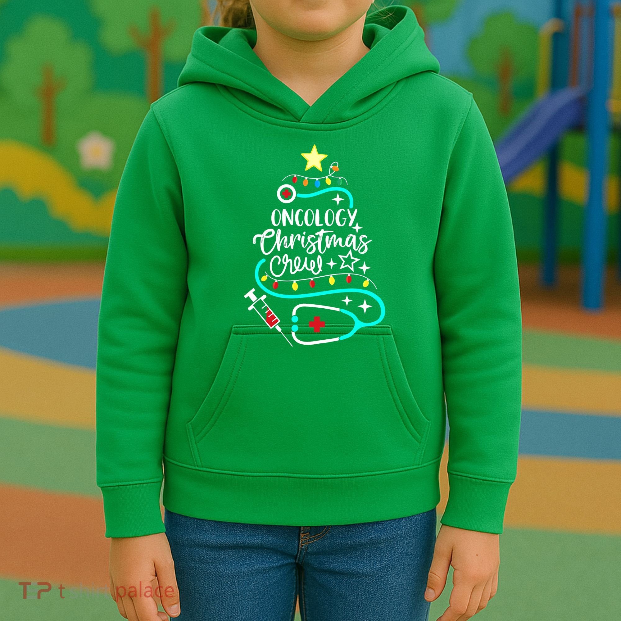 Oncology Christmas Crew Oncology Nurse Oncologist Secretary Kids Hoodie
