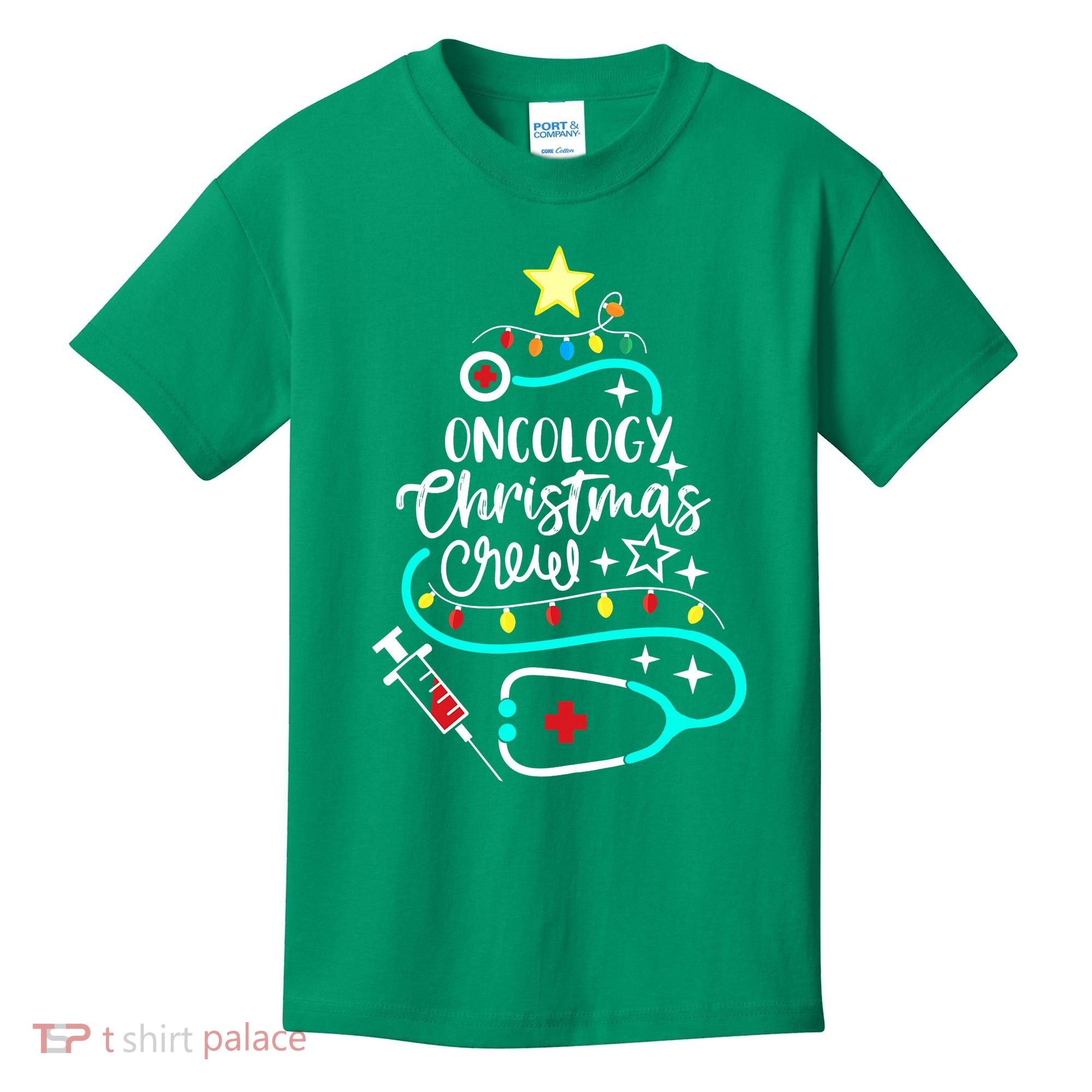 Oncology Christmas Crew Oncology Nurse Oncologist Secretary Kids T-Shirt