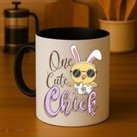 One Cute Chick With Glasses Funny Bunny Easter Day Coffee Mug thumb 4