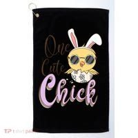 One Cute Chick With Glasses Funny Bunny Easter Day Golf Towel thumb 0