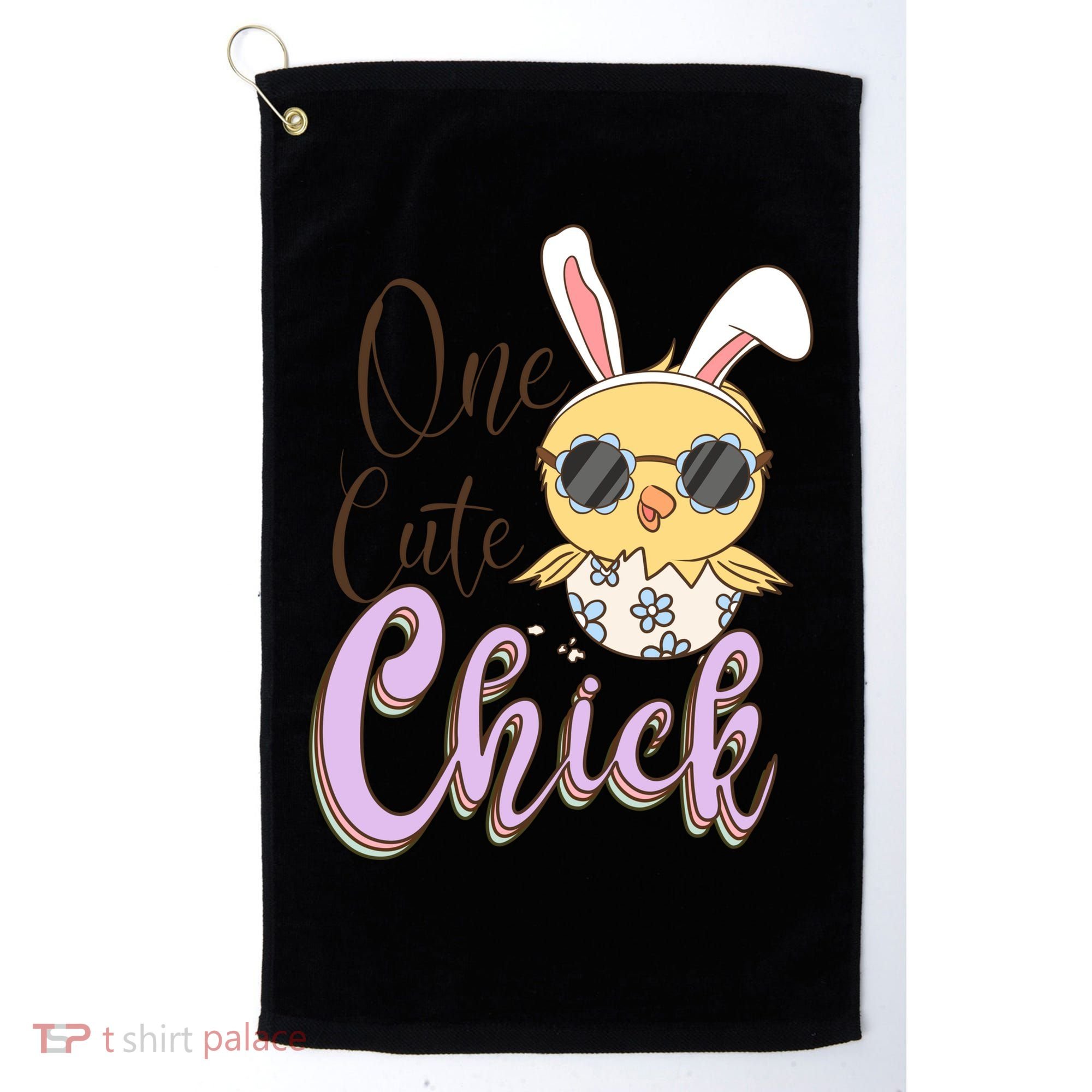One Cute Chick With Glasses Funny Bunny Easter Day Golf Towel