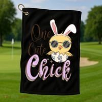 One Cute Chick With Glasses Funny Bunny Easter Day Golf Towel thumb 1