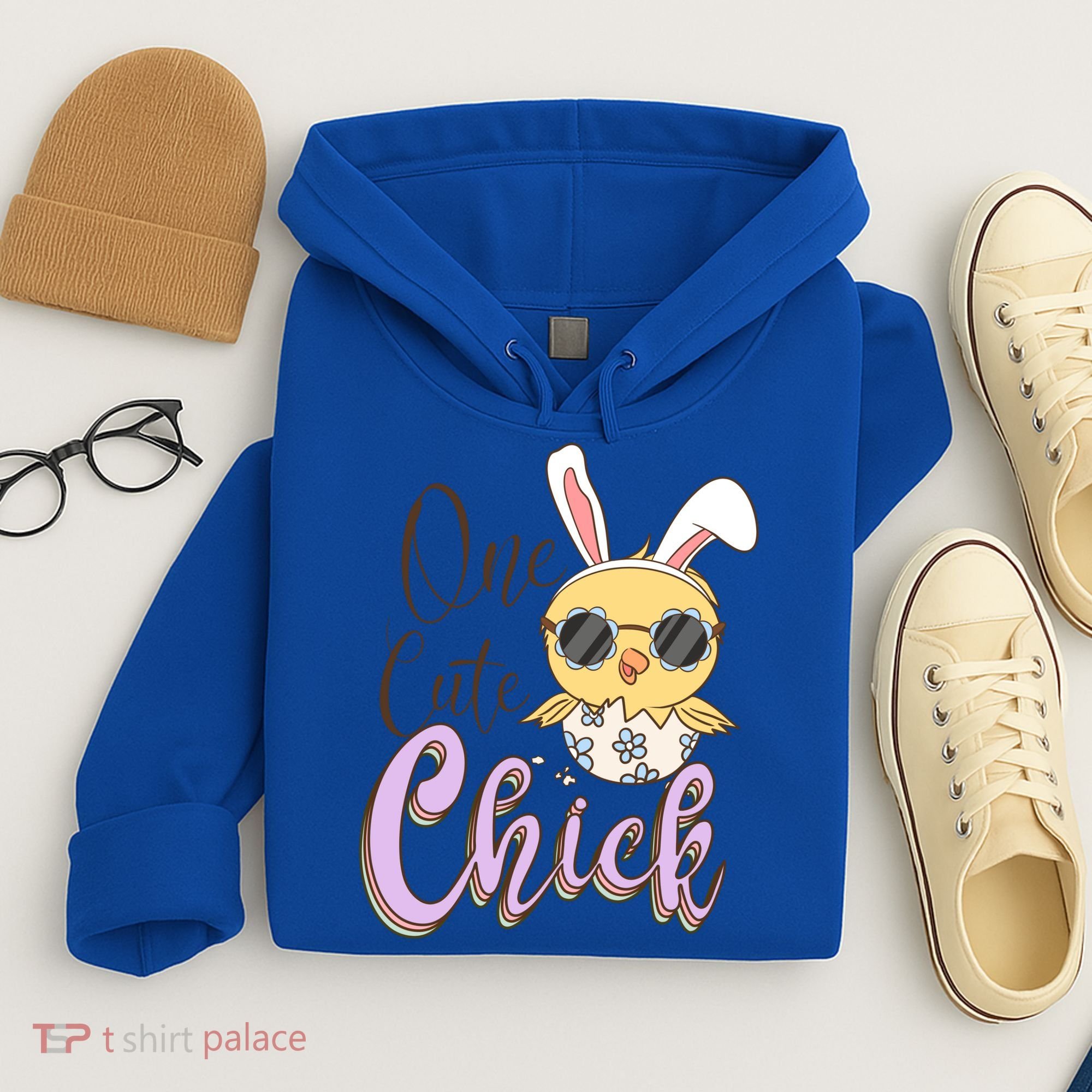 One Cute Chick With Glasses Funny Bunny Easter Day Hoodie