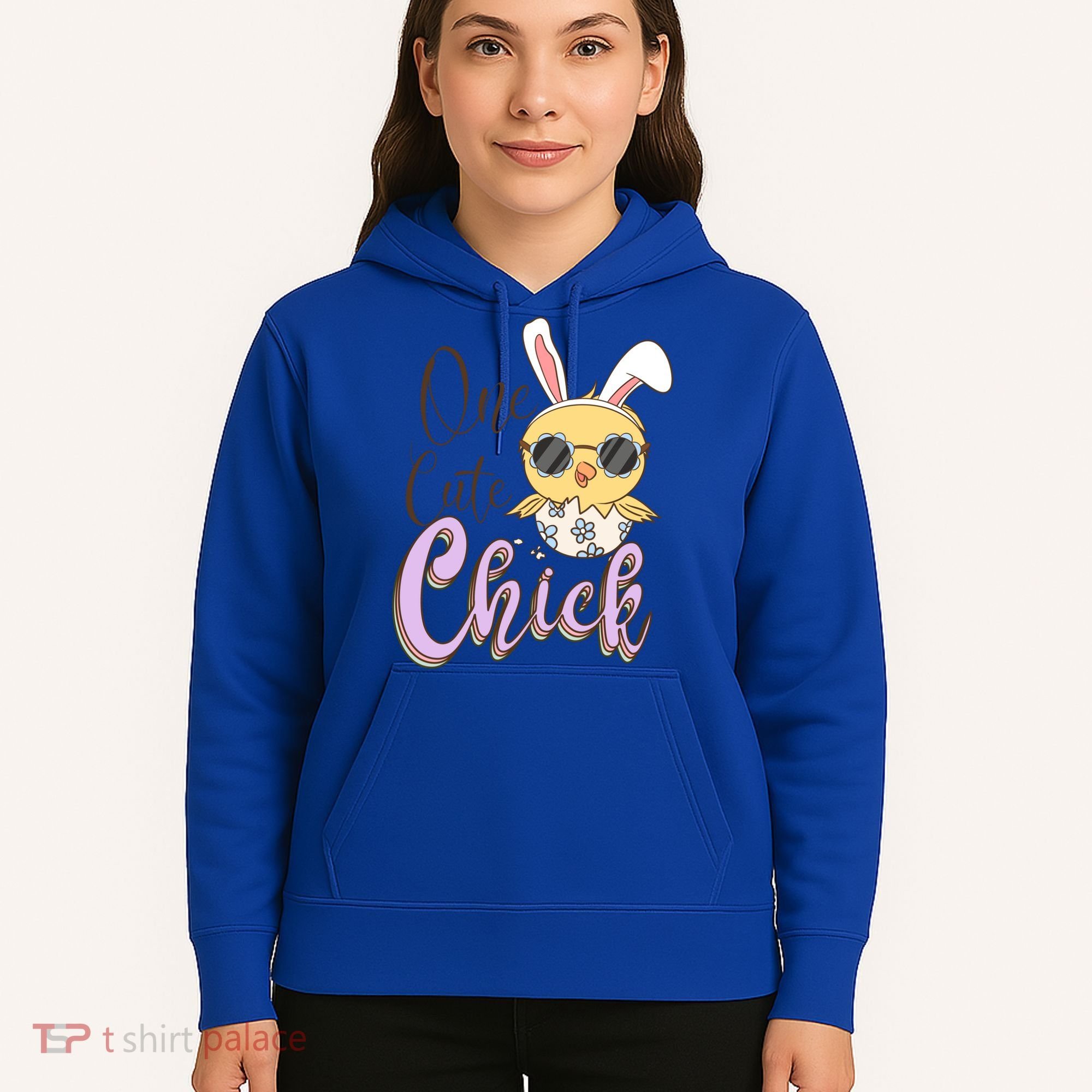 One Cute Chick With Glasses Funny Bunny Easter Day Hoodie