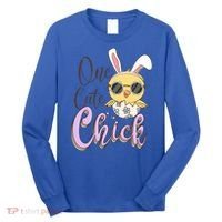 One Cute Chick With Glasses Funny Bunny Easter Day Long Sleeve Shirt thumb 0