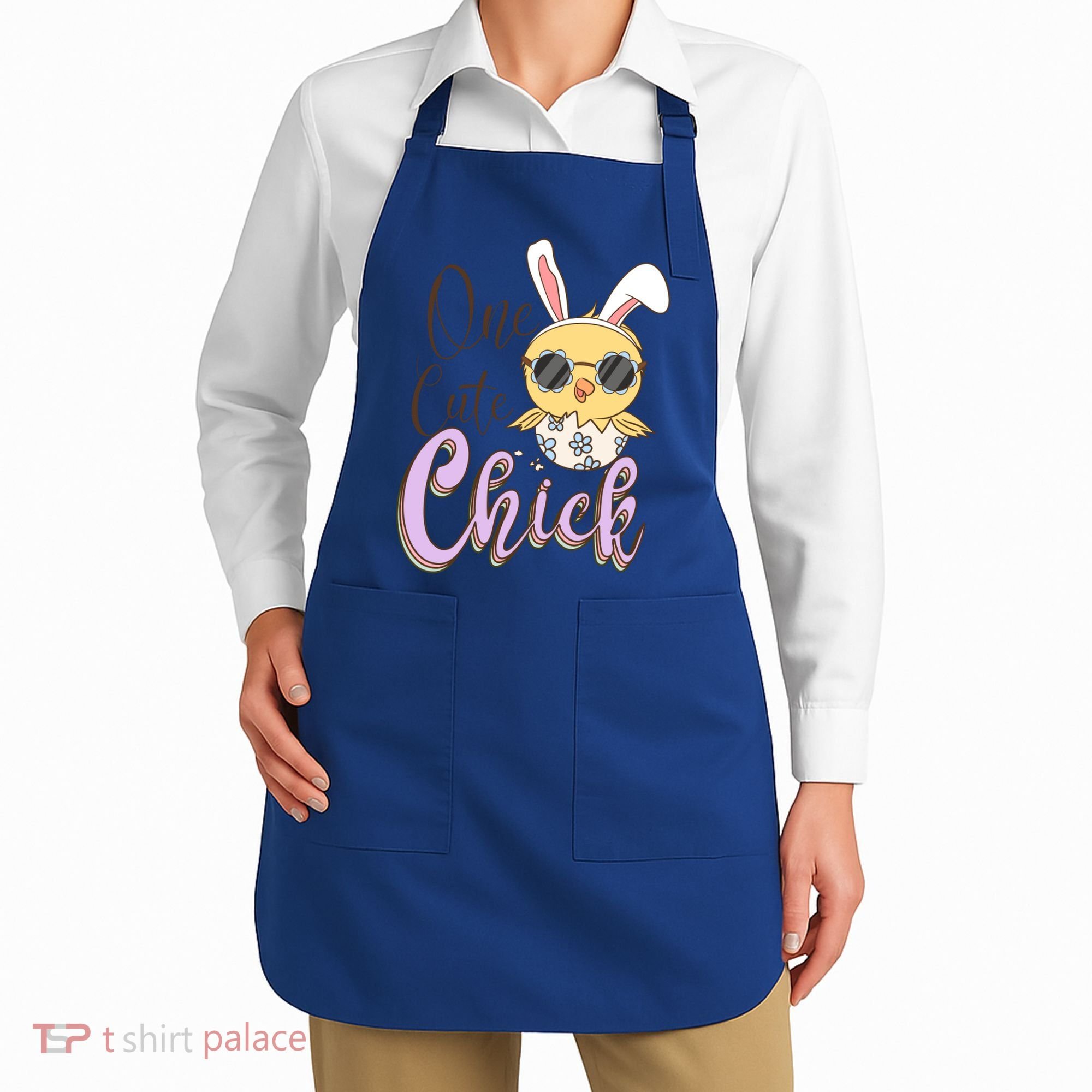 One Cute Chick With Glasses Funny Bunny Easter Day Apron