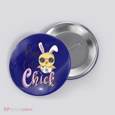 One Cute Chick With Glasses Funny Bunny Easter Day Button