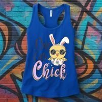 One Cute Chick With Glasses Funny Bunny Easter Day Women's Tank Top thumb 3