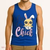 One Cute Chick With Glasses Funny Bunny Easter Day Tank Top thumb 3