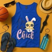 One Cute Chick With Glasses Funny Bunny Easter Day Tank Top thumb 4