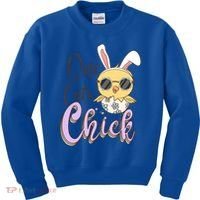 One Cute Chick With Glasses Funny Bunny Easter Day Kids Sweatshirt thumb 0