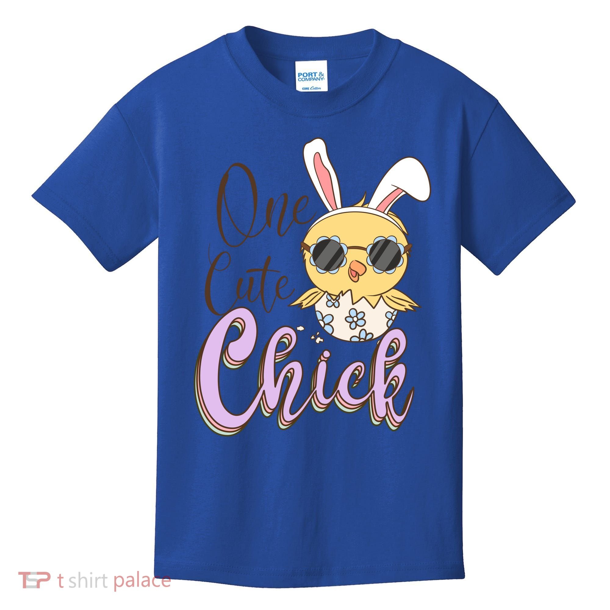 One Cute Chick With Glasses Funny Bunny Easter Day Kids T-Shirt