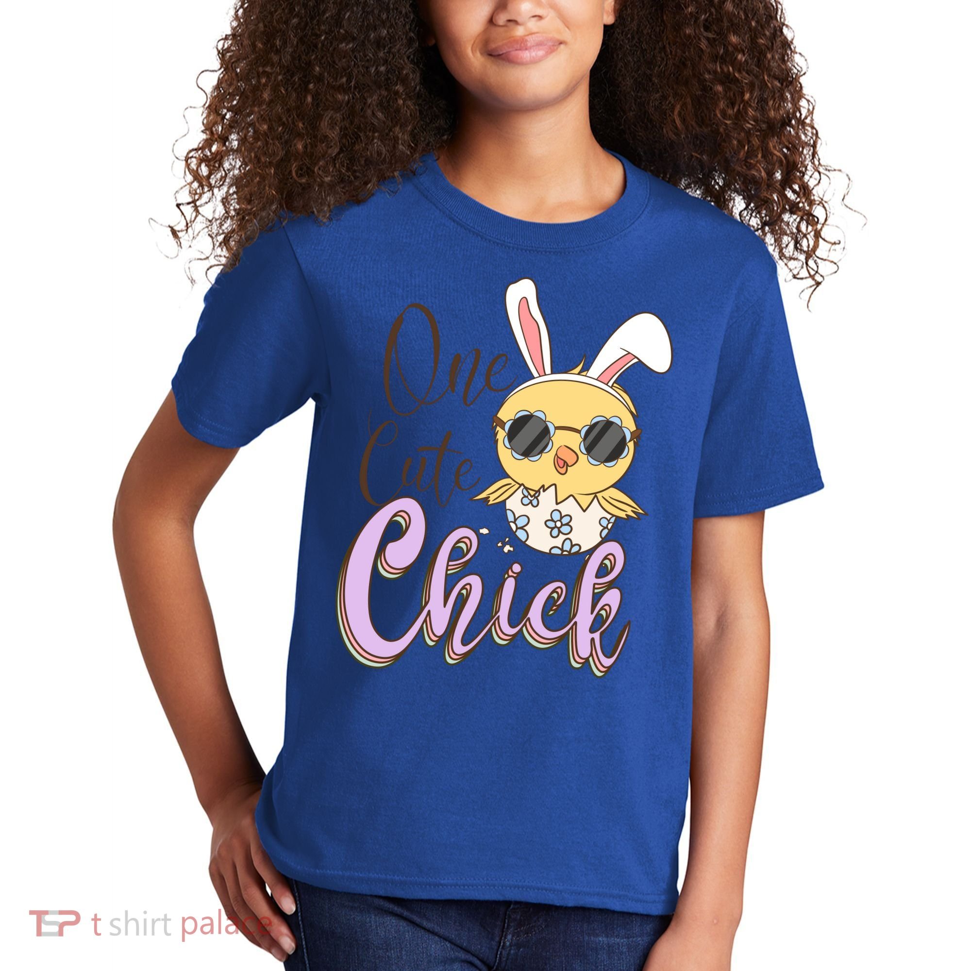 One Cute Chick With Glasses Funny Bunny Easter Day Kids T-Shirt