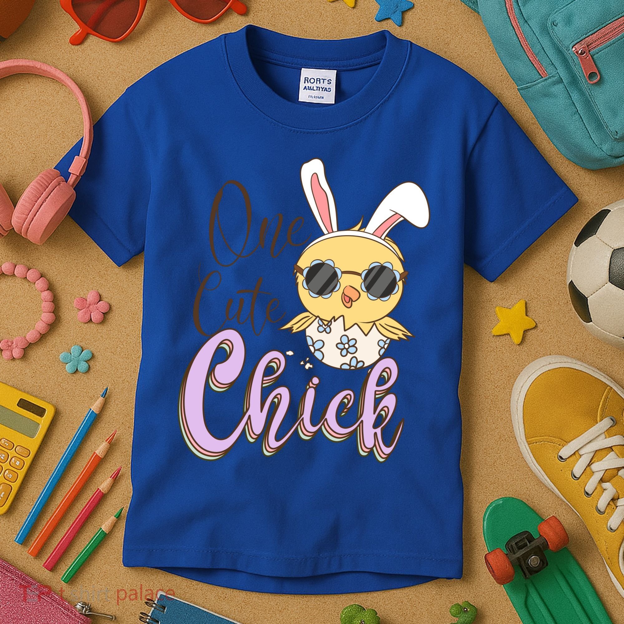 One Cute Chick With Glasses Funny Bunny Easter Day Kids T-Shirt