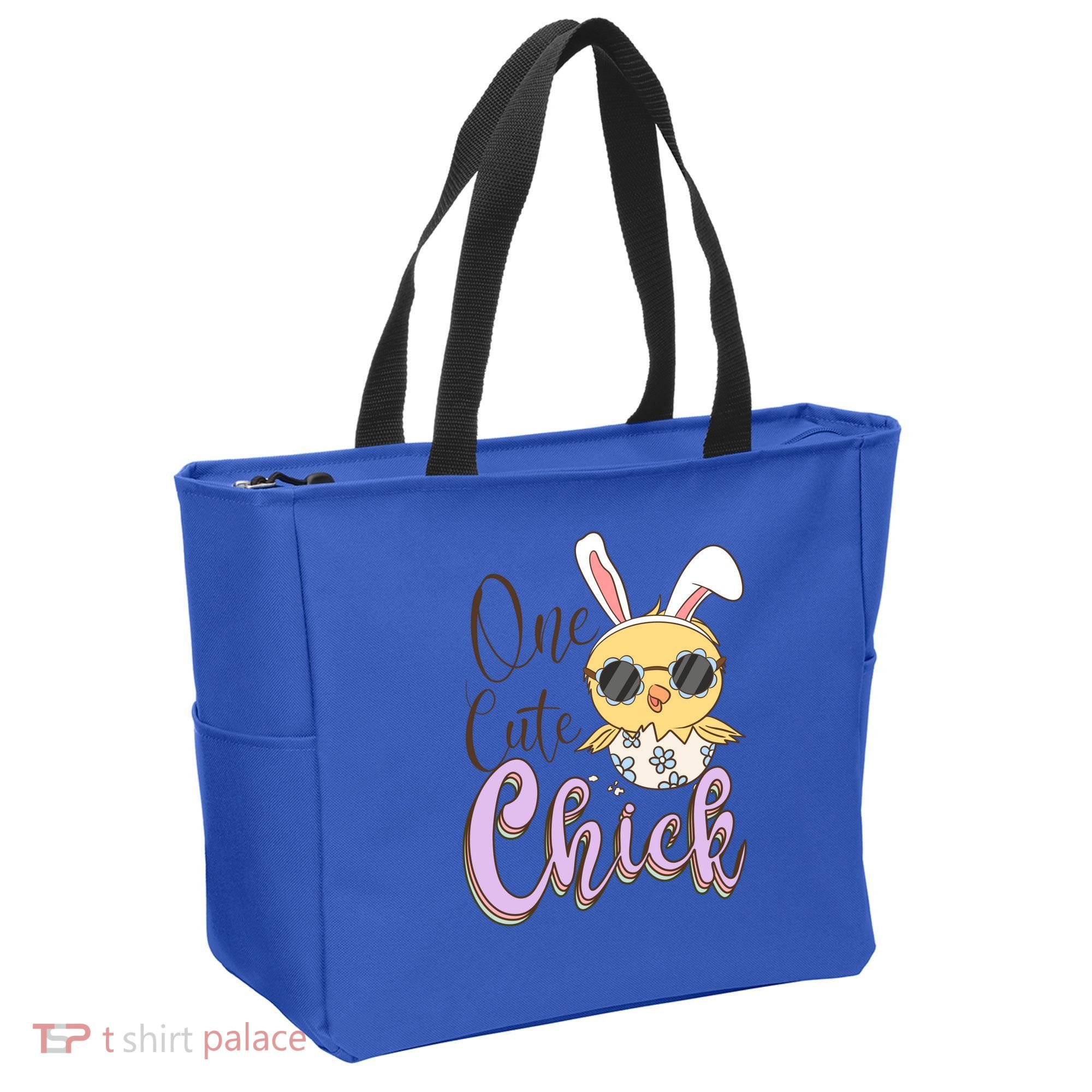 One Cute Chick With Glasses Funny Bunny Easter Day Tote Bag