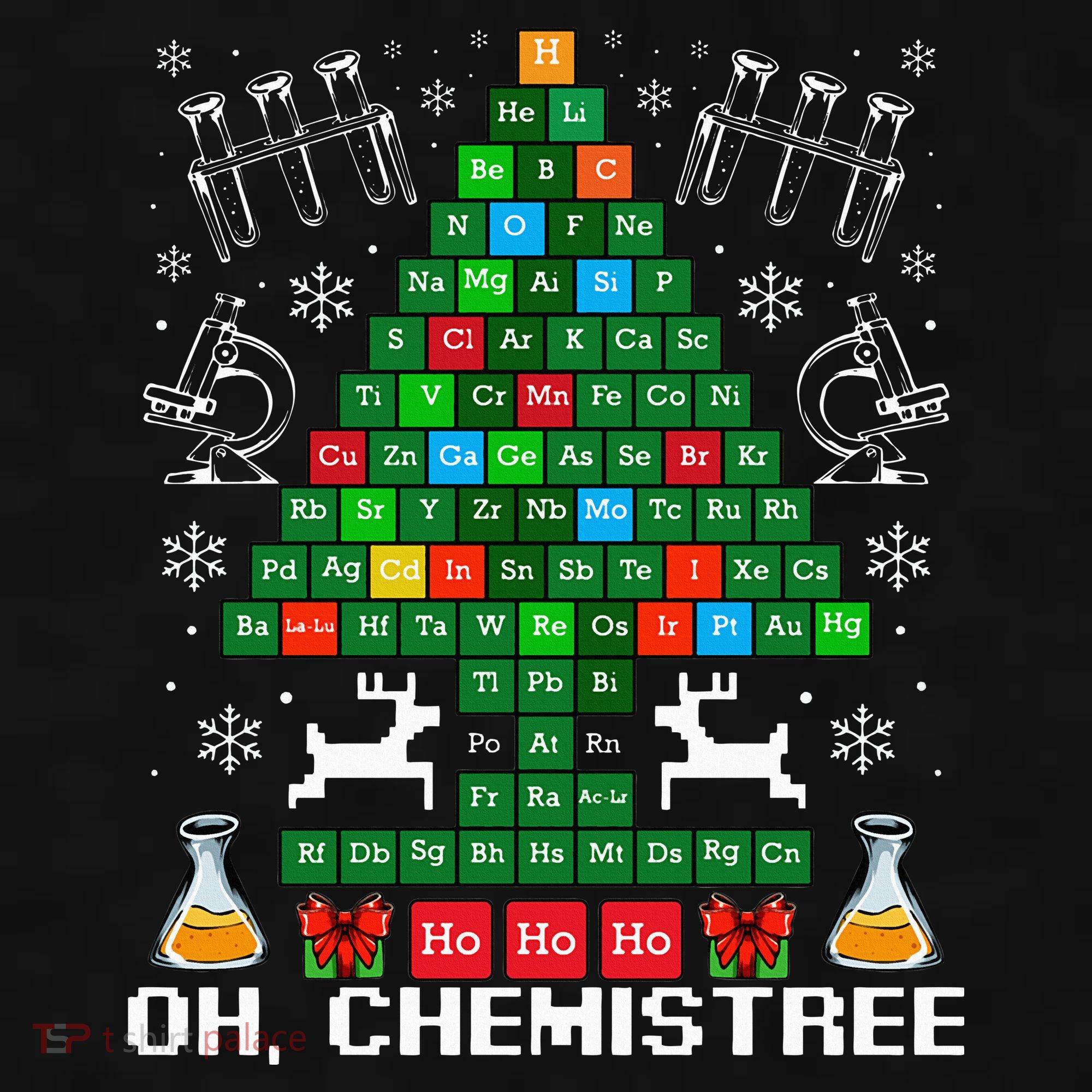 Oh Chemistree Christmas Chemistry Science Periodic Table Ladies PosiCharge Tri-Blend Wicking Tank