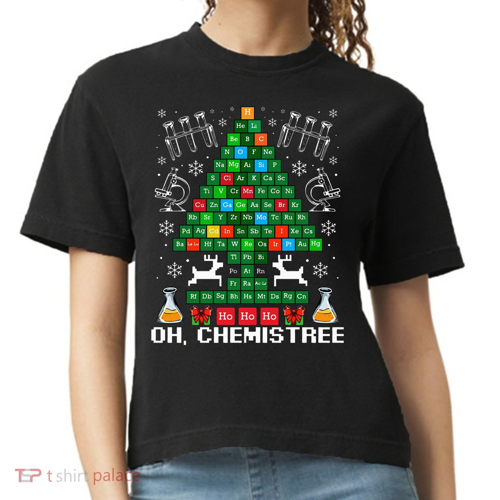 Oh Chemistree Christmas Chemistry Science Periodic Table Comfort Colors Boxy T-Shirt