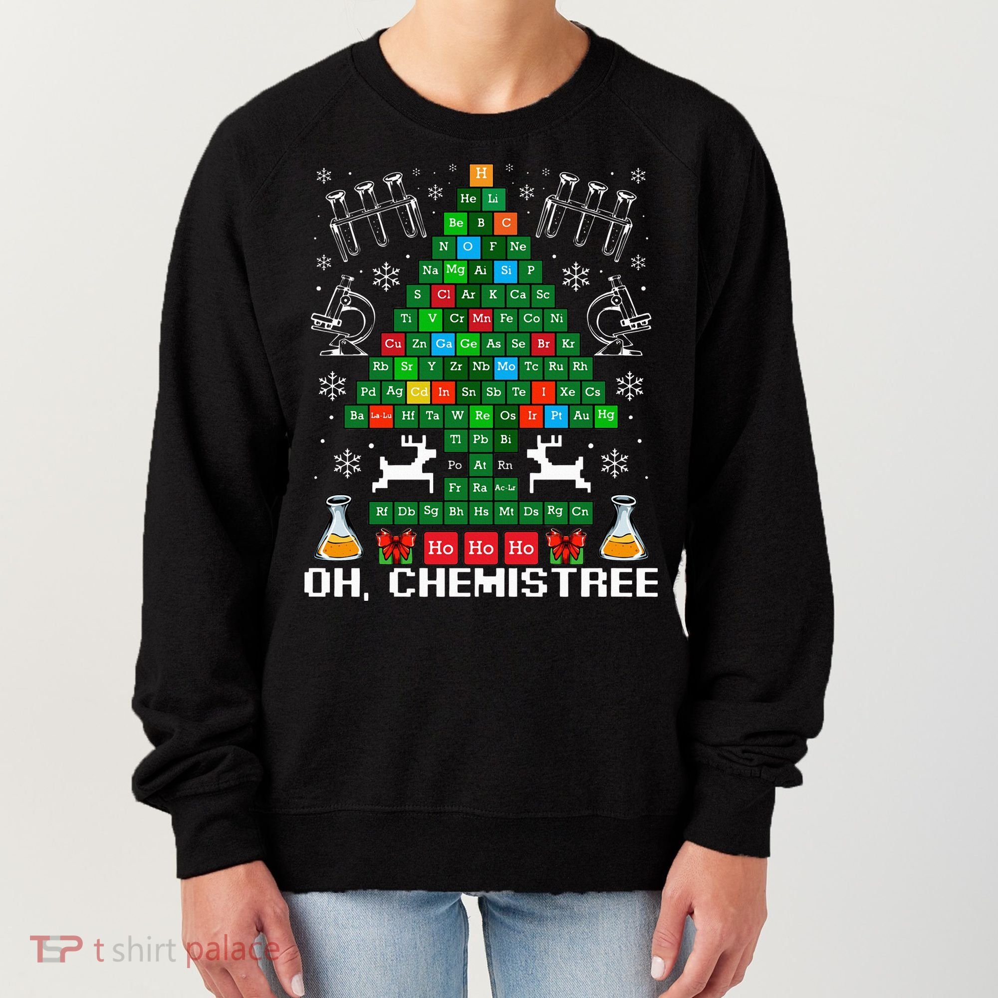 Oh Chemistree Christmas Chemistry Science Periodic Table Women's Sweatshirt