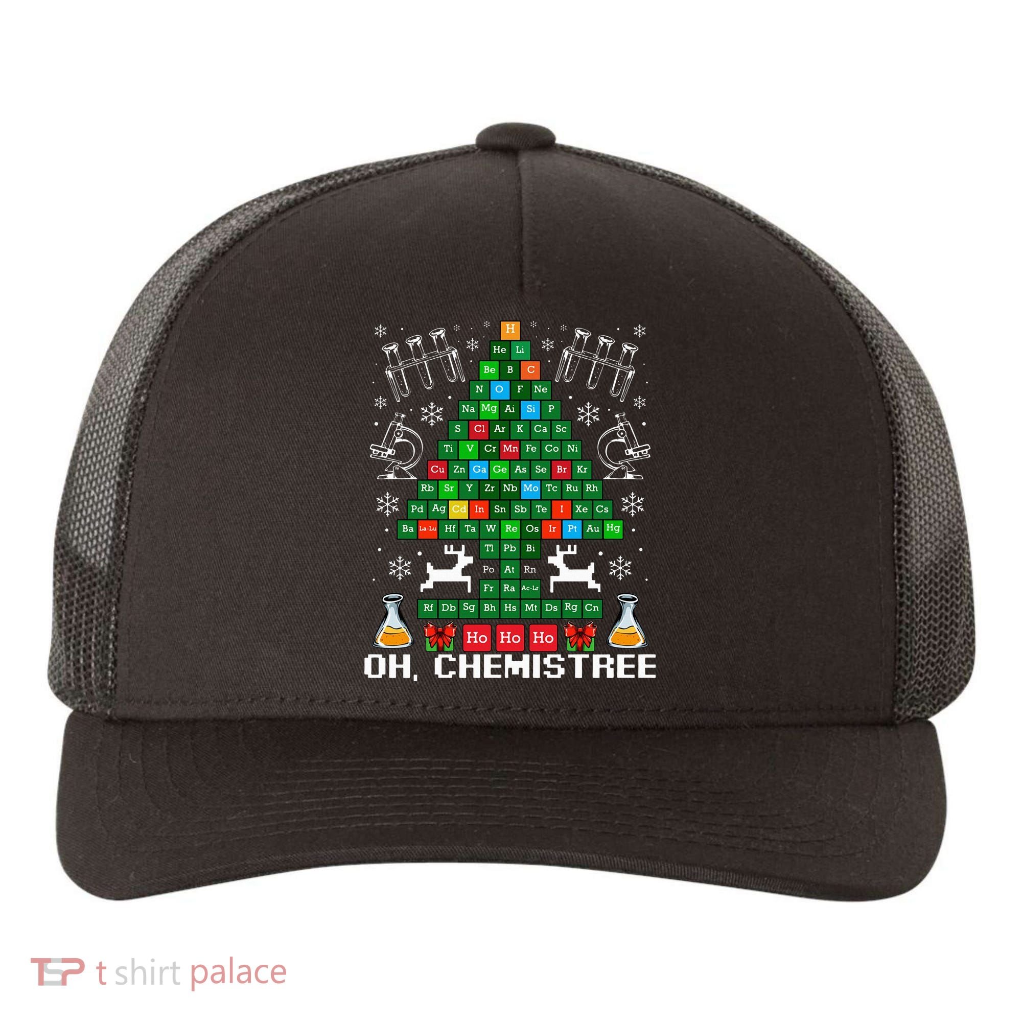 Oh Chemistree Christmas Chemistry Science Periodic Table Yupoong Adult 5-Panel Trucker Hat