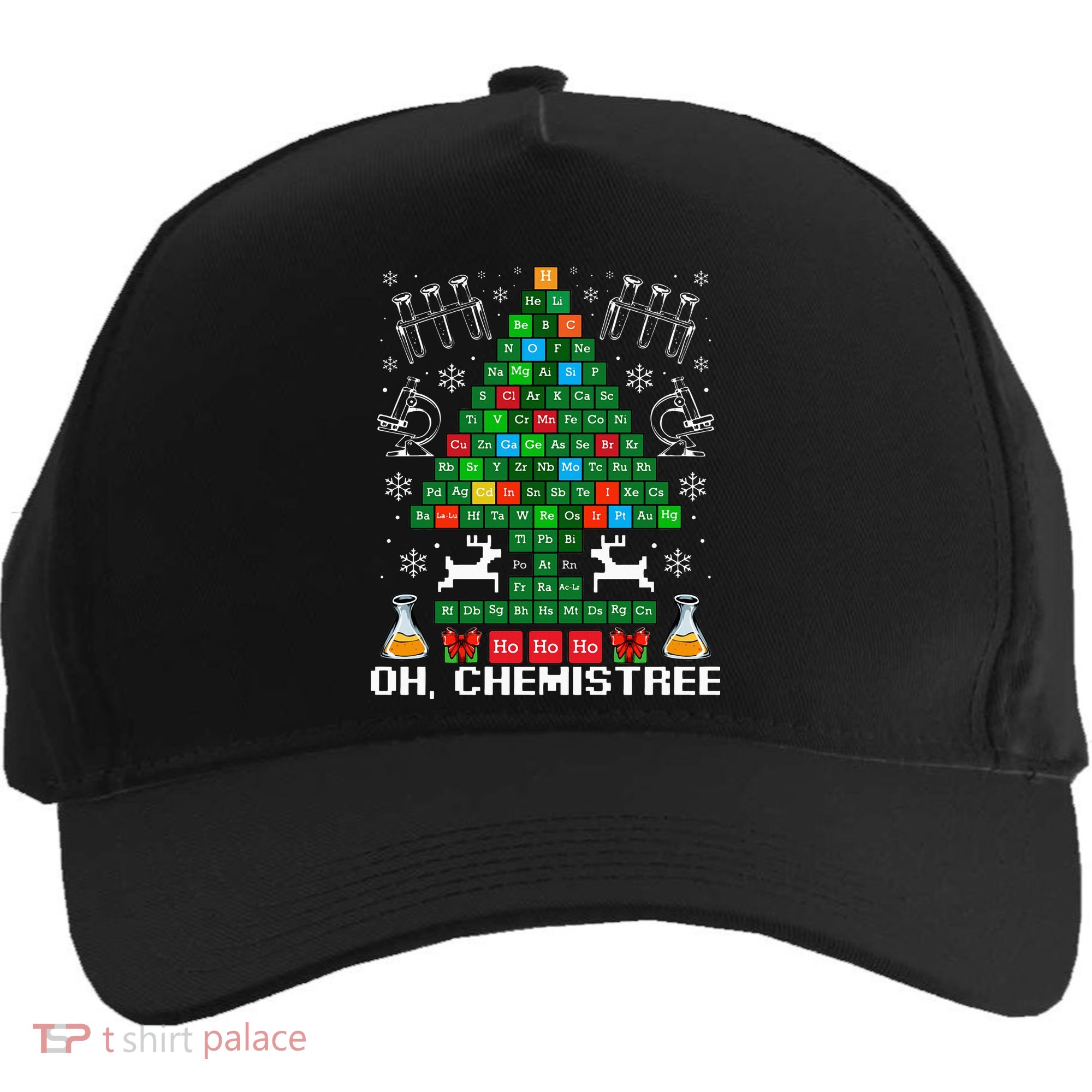 Oh Chemistree Christmas Chemistry Science Periodic Table Five-Panel Snapback Cap