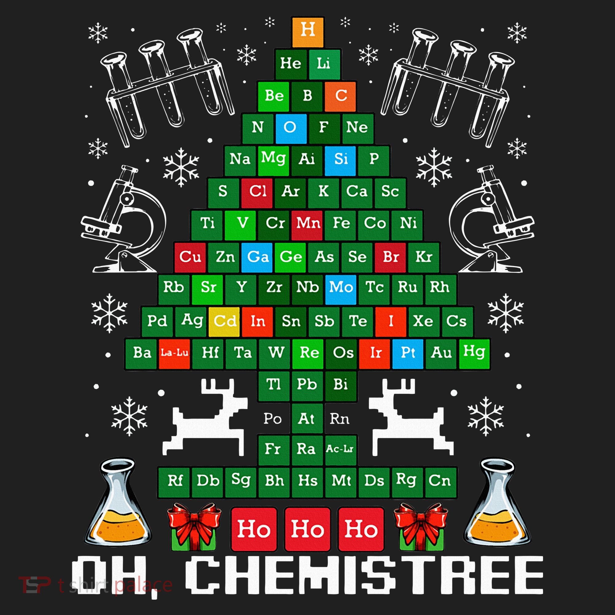 Oh Chemistree Christmas Chemistry Science Periodic Table Five-Panel Snapback Cap