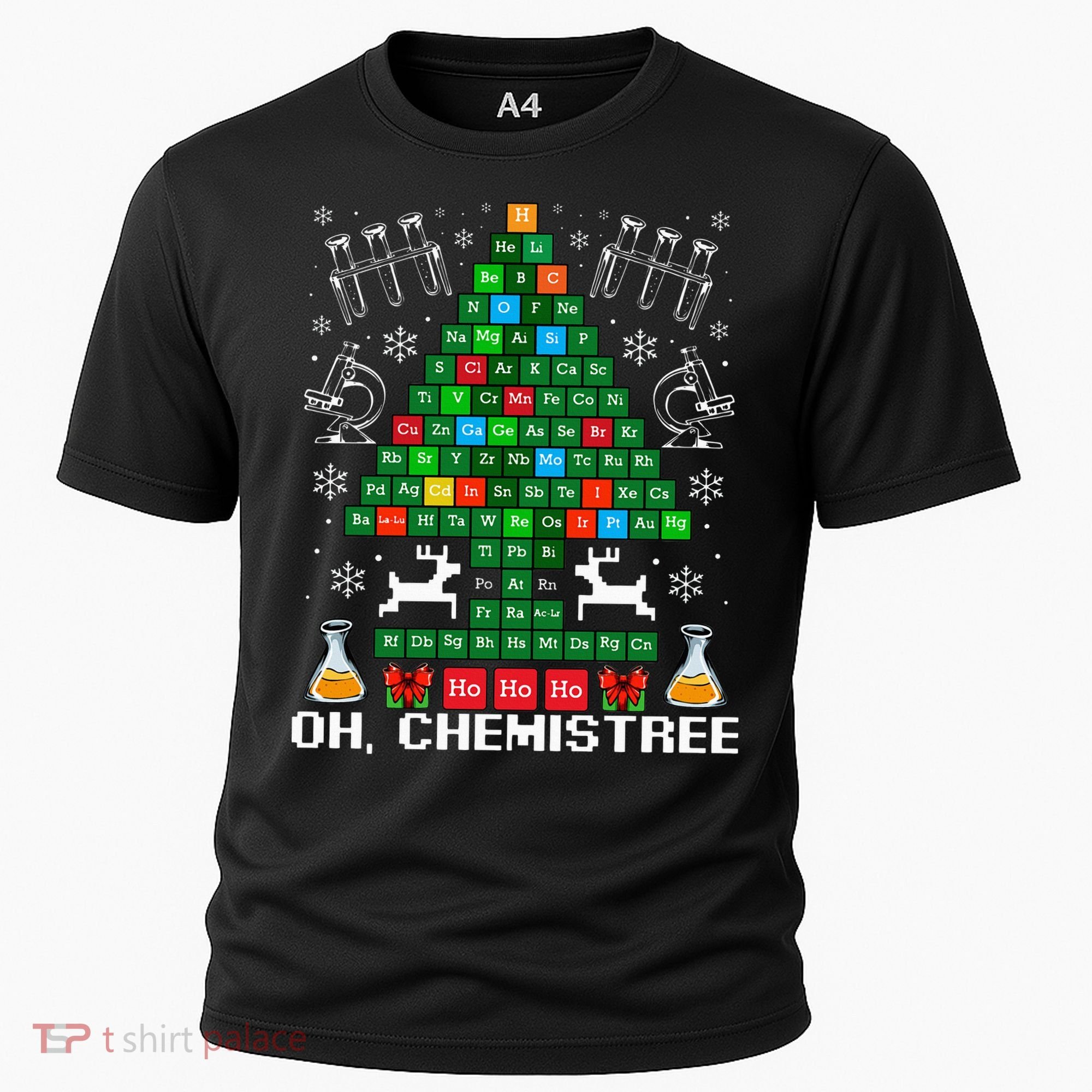 Oh Chemistree Christmas Chemistry Science Periodic Table Cooling Performance Crew T-Shirt