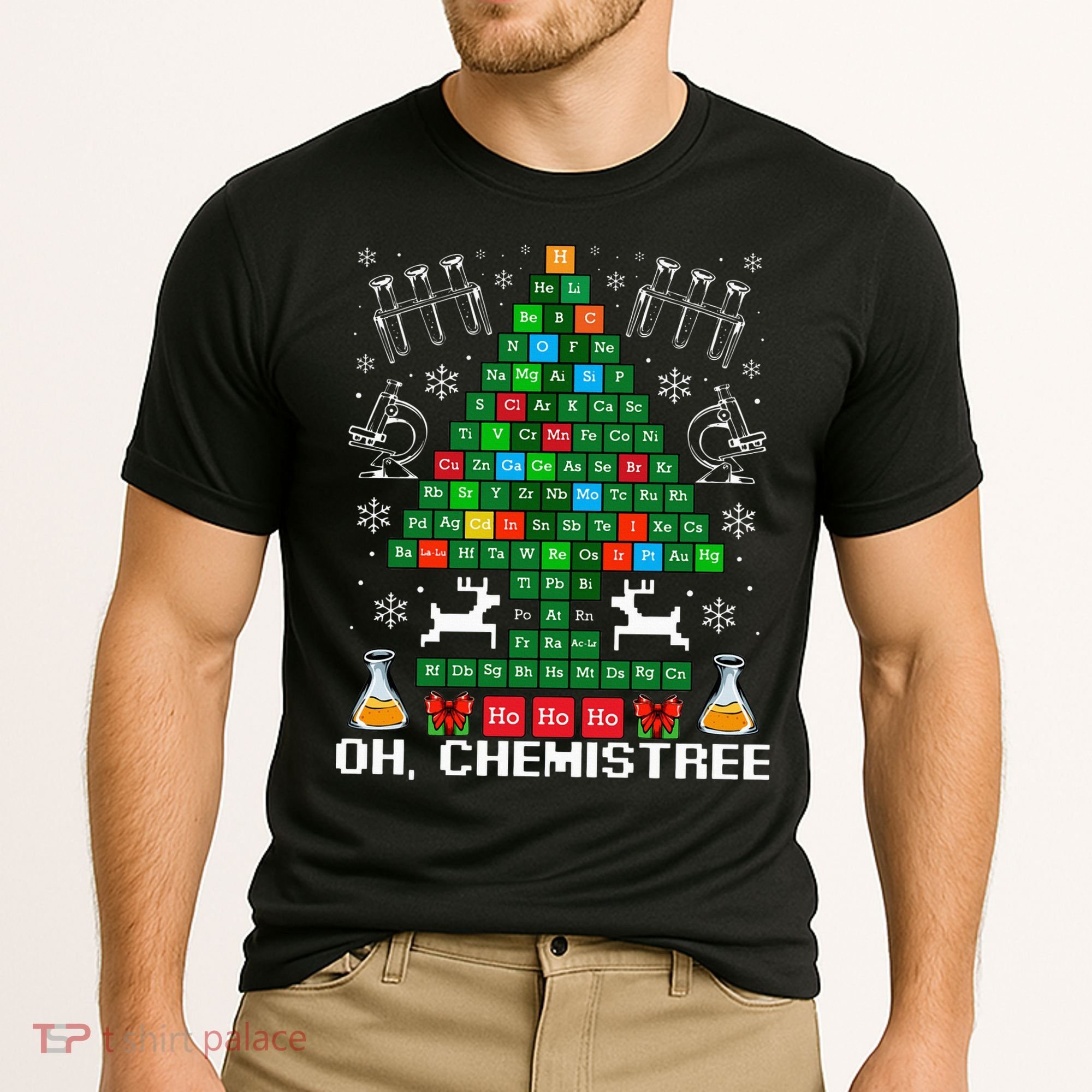 Oh Chemistree Christmas Chemistry Science Periodic Table Cooling Performance Crew T-Shirt