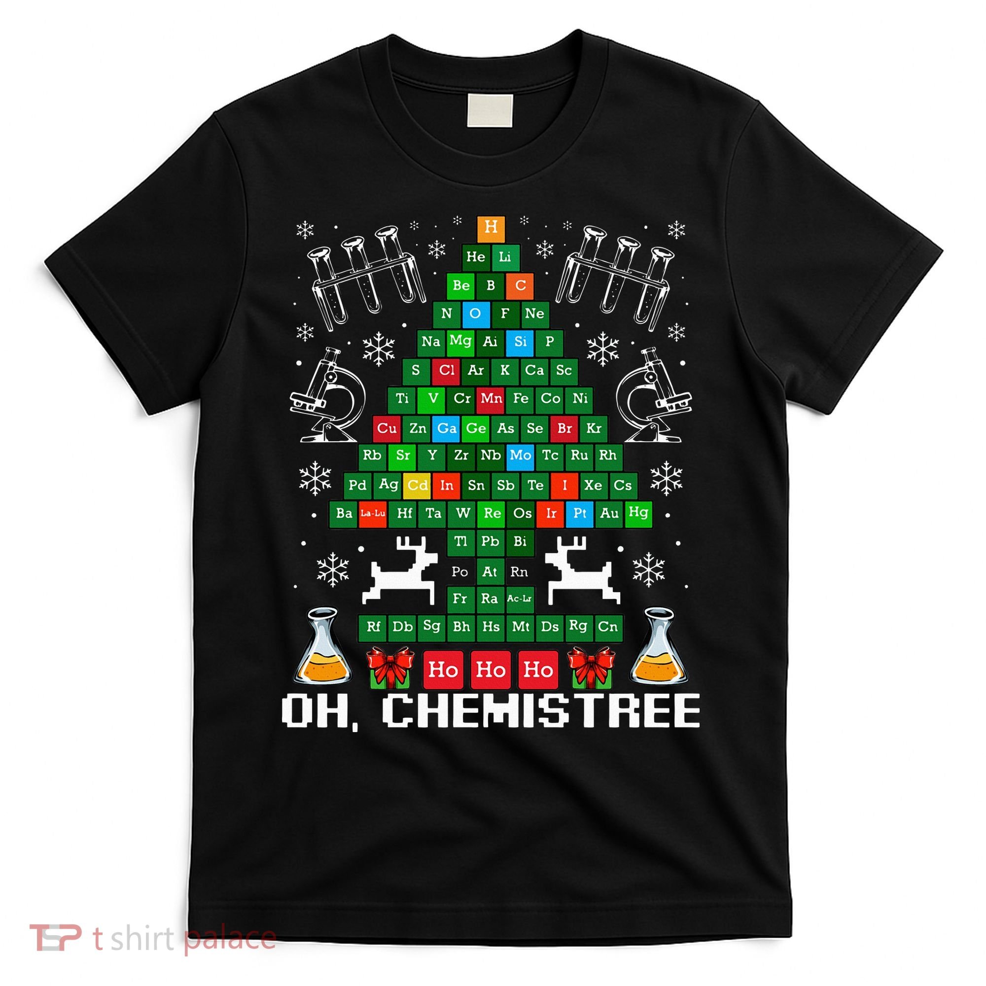 Oh Chemistree Christmas Chemistry Science Periodic Table T-Shirt