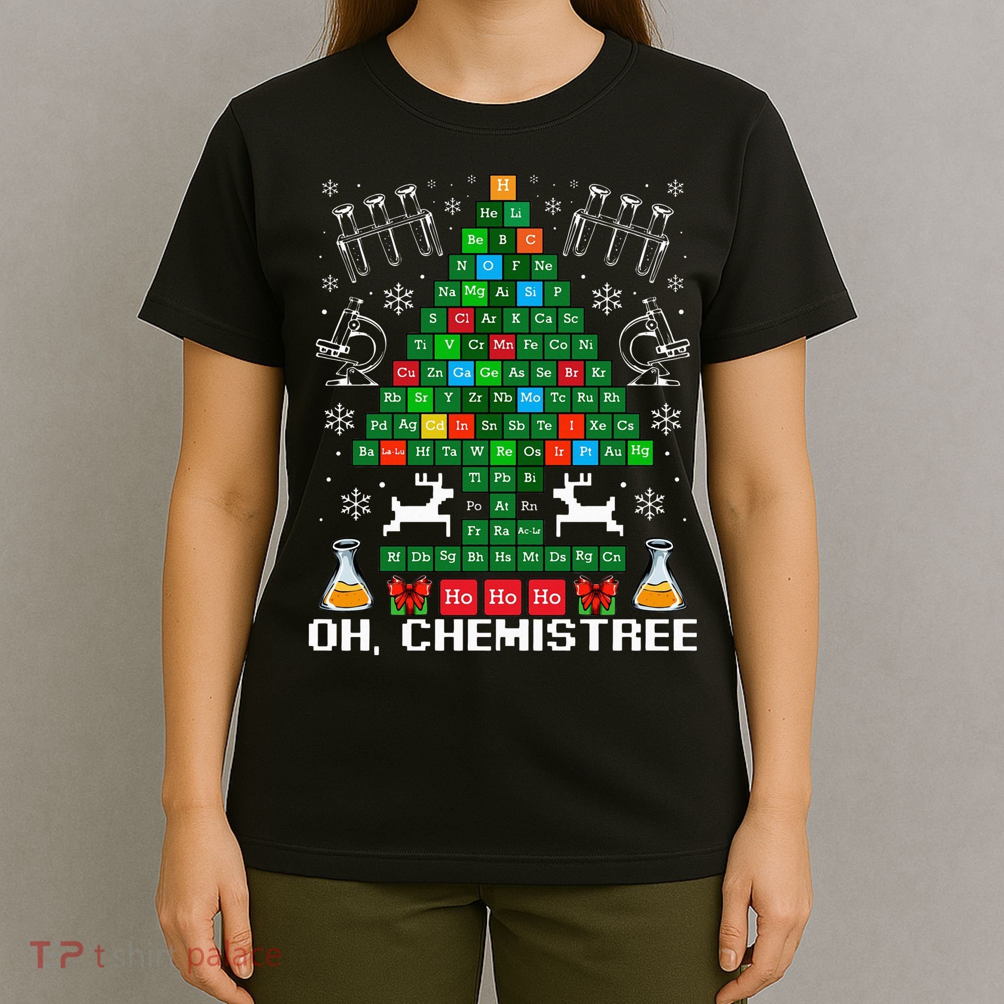 Oh Chemistree Christmas Chemistry Science Periodic Table T-Shirt