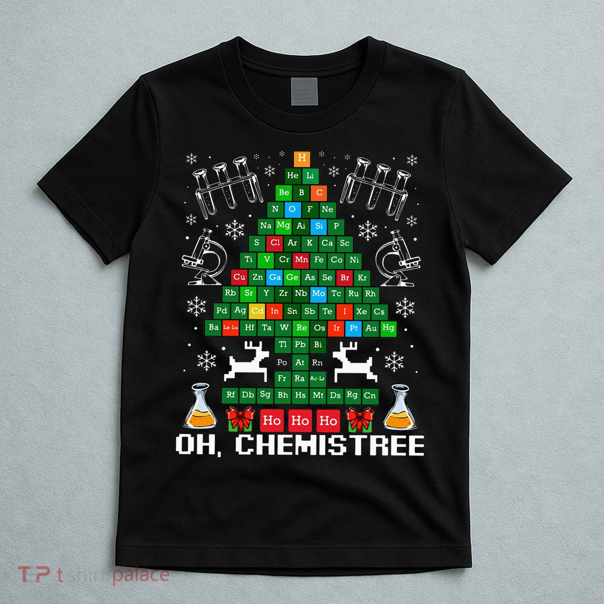 Oh Chemistree Christmas Chemistry Science Periodic Table T-Shirt