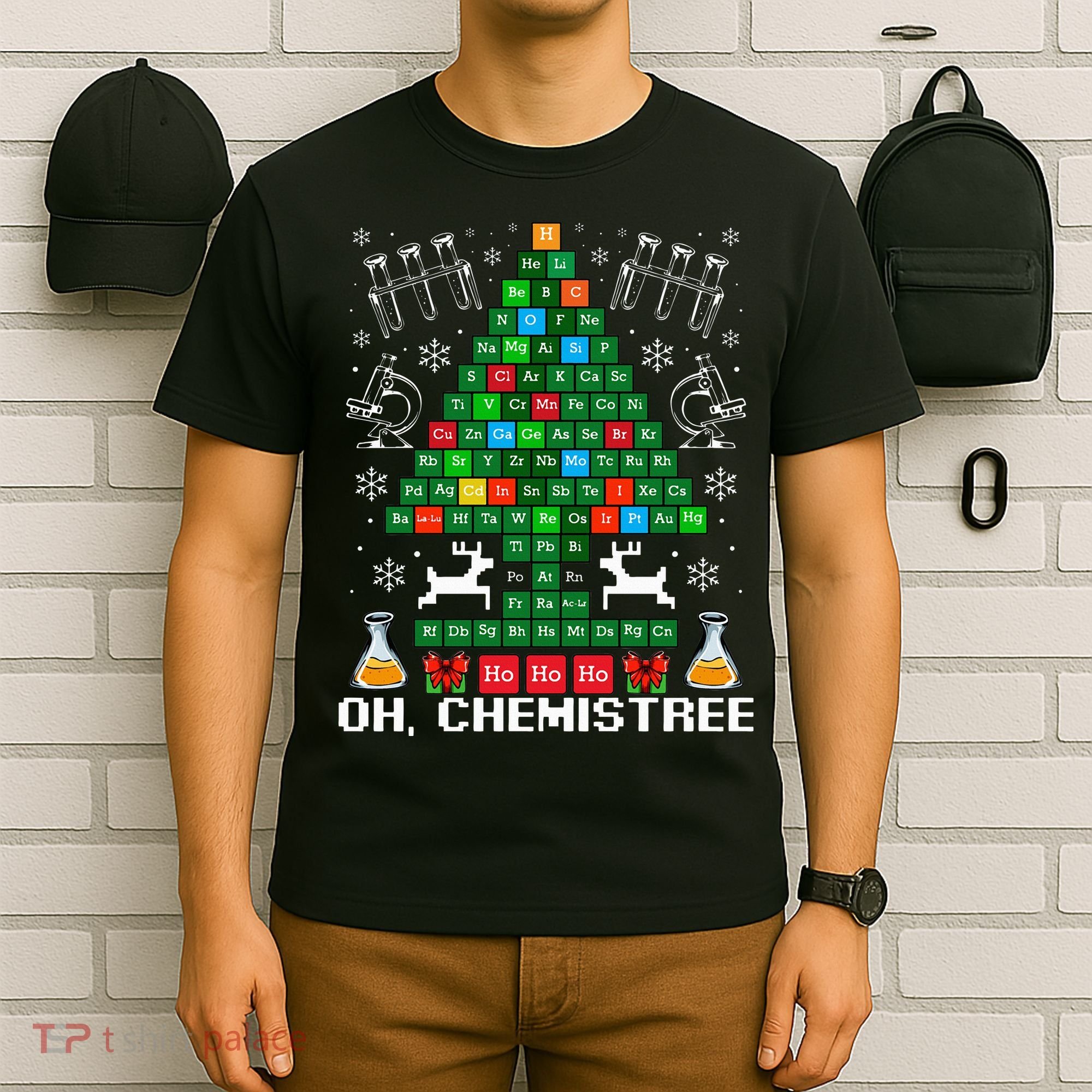 Oh Chemistree Christmas Chemistry Science Periodic Table T-Shirt