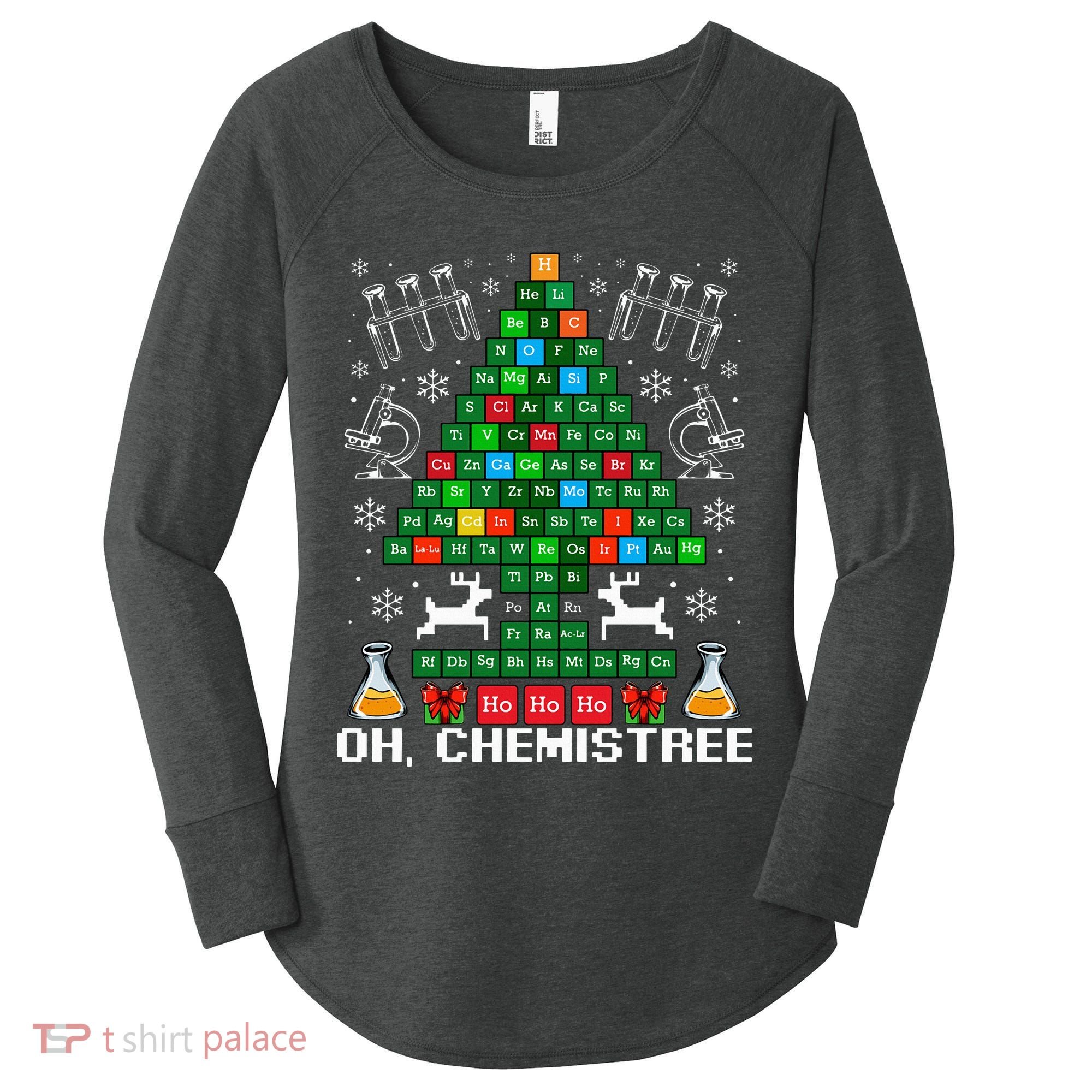 Oh Chemistree Christmas Chemistry Science Periodic Table Women's Perfect Tri Tunic Long Sleeve Shirt