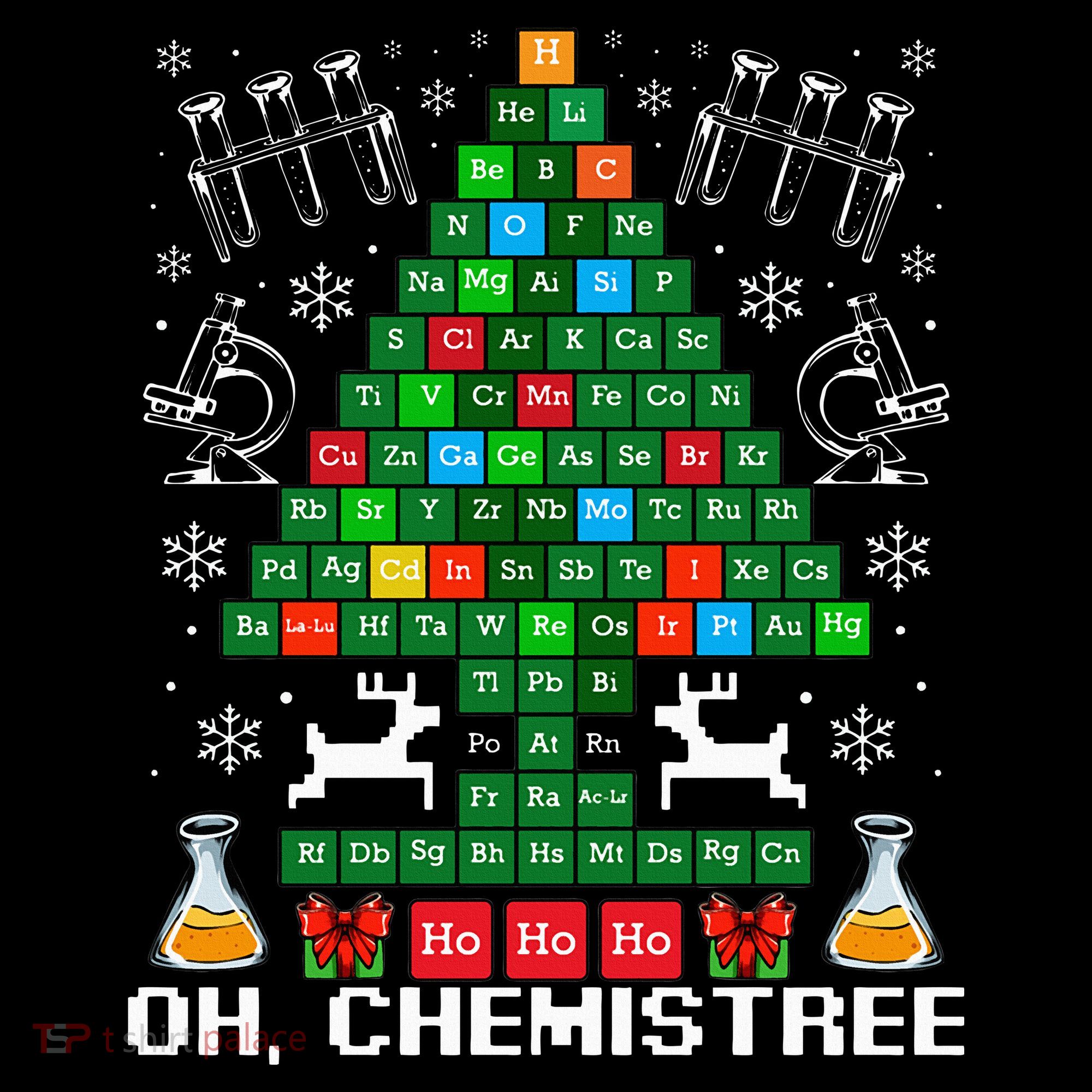Oh Chemistree Christmas Chemistry Science Periodic Table Women's Hoodie