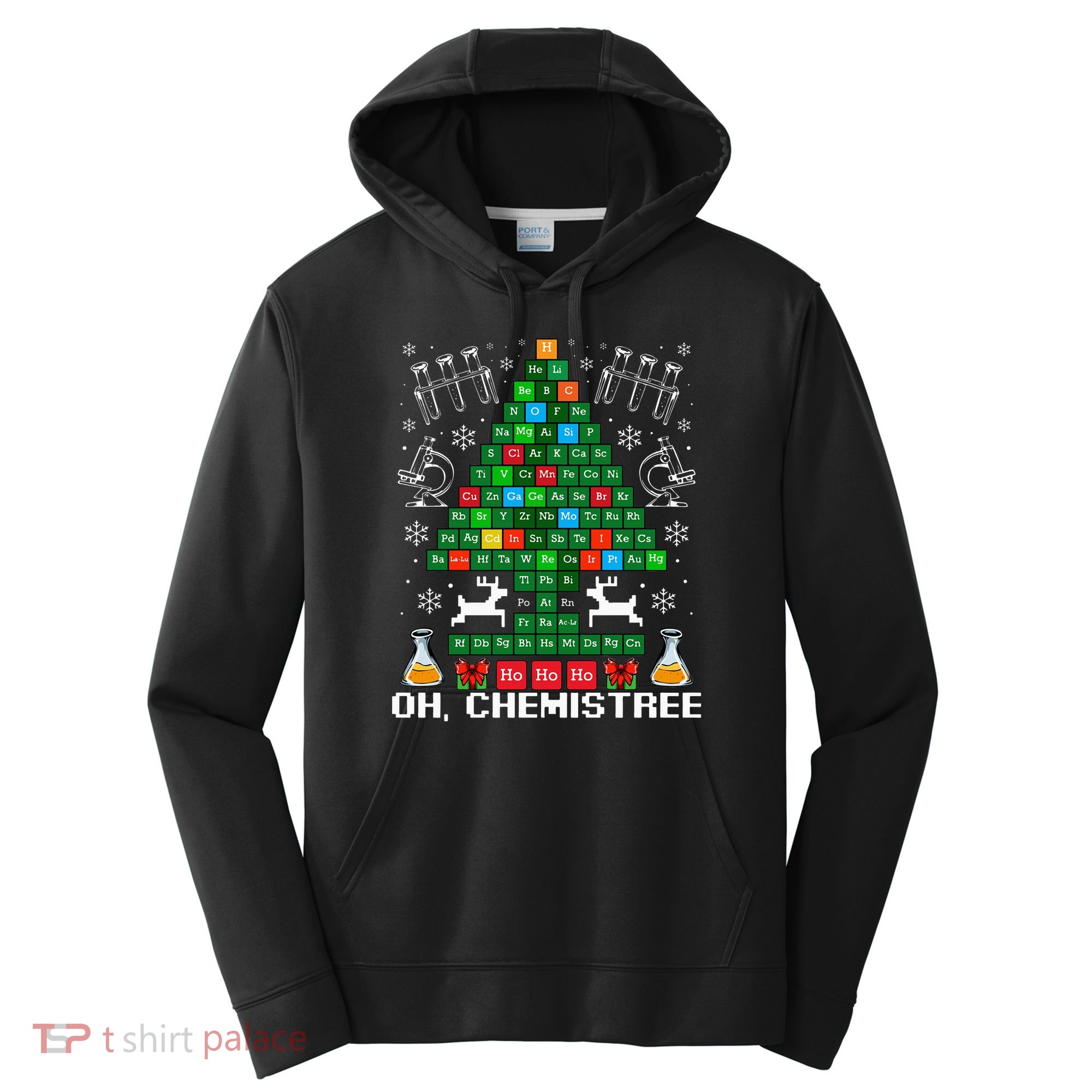 Oh Chemistree Christmas Chemistry Science Periodic Table Performance Fleece Hoodie