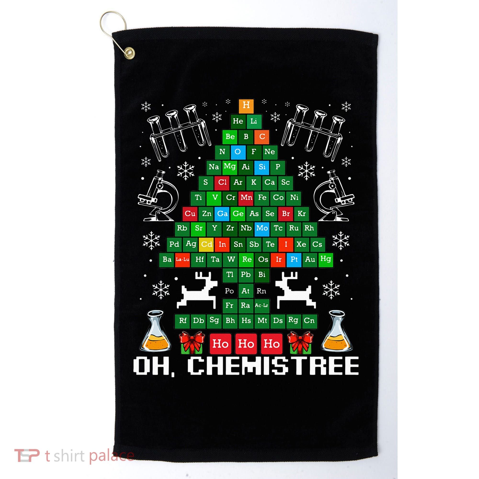Oh Chemistree Christmas Chemistry Science Periodic Table Golf Towel