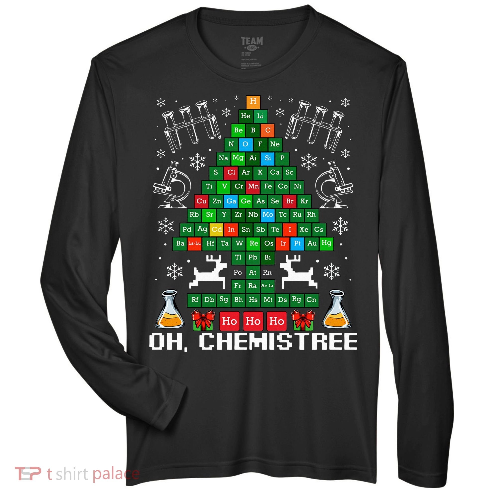 Oh Chemistree Christmas Chemistry Science Periodic Table Zone Performance Long-Sleeve T-Shirt