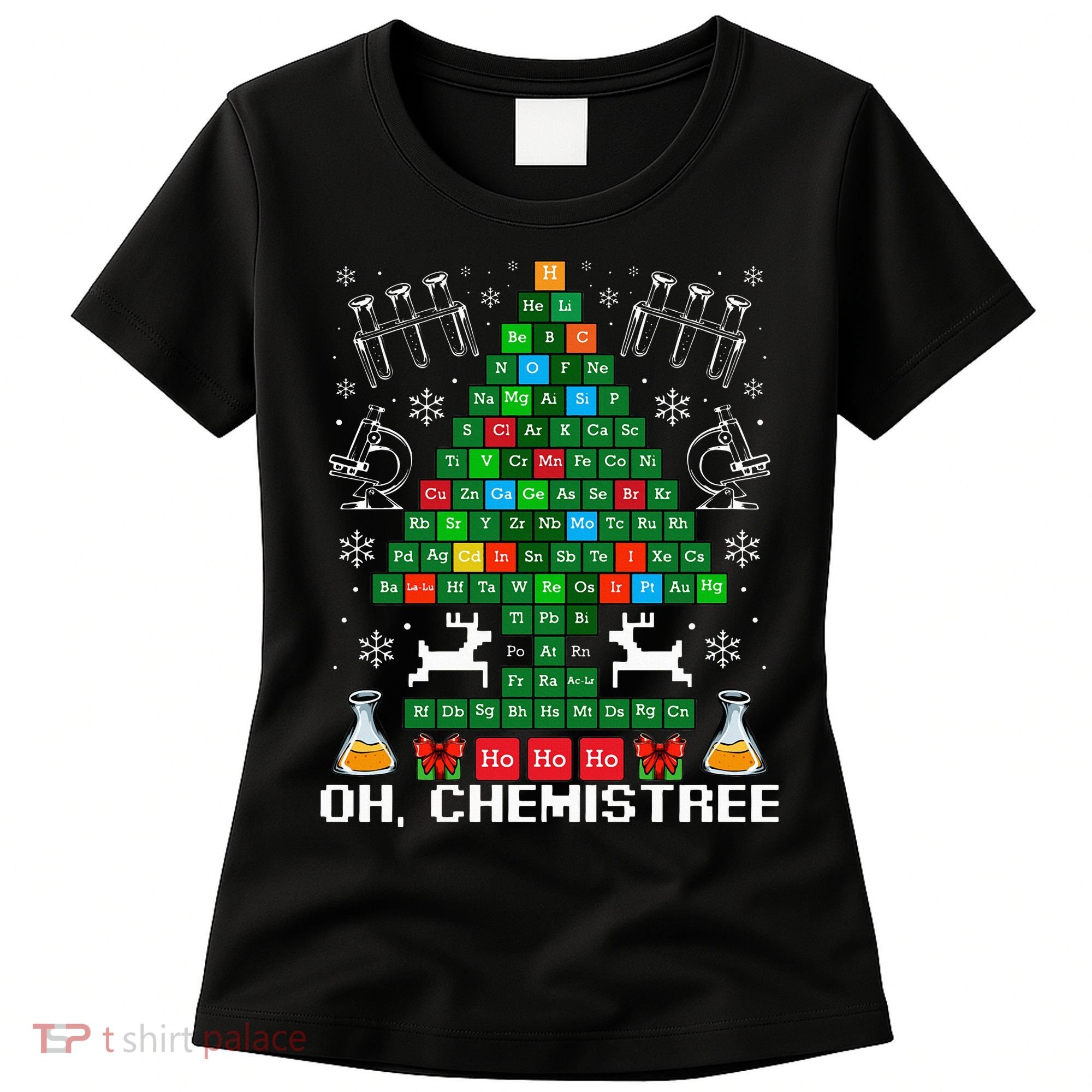 Oh Chemistree Christmas Chemistry Science Periodic Table Women's T-Shirt